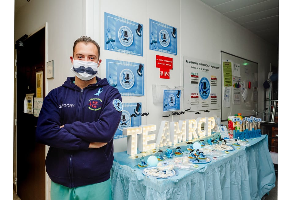 photography of a nurse in a mask with beautiful decoration on a table