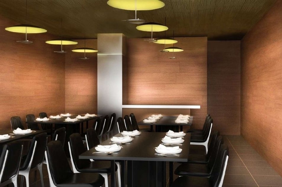 iluminación restaurante con lámparas de techo