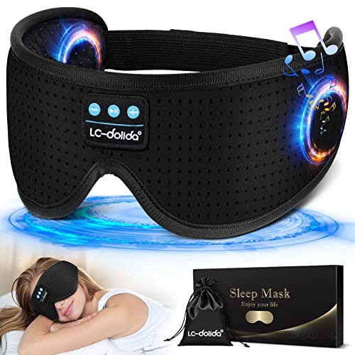 Sleep Headphones, White Noise Bluetooth Sleep Mask 3D Wireless Eye Mask Sleeping with Timing, Sleep 