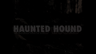 Cinematic frame from shoe graphic animation - haunted hound dark brown typographic reveal