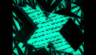 Motion graphics frame - X mark with glass break parts with abstract textures glowing in neon green