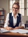 beautiful girl with glasses in vest and shirt