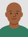 Flat avatar of a bald man with a green shirt