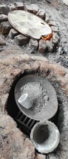 "A traditional metal pot used for melting brass during the casting process in Dhokra art, Bastar, Chhattisgarh."