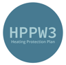 a blue circular logo with the words hppw3 on it