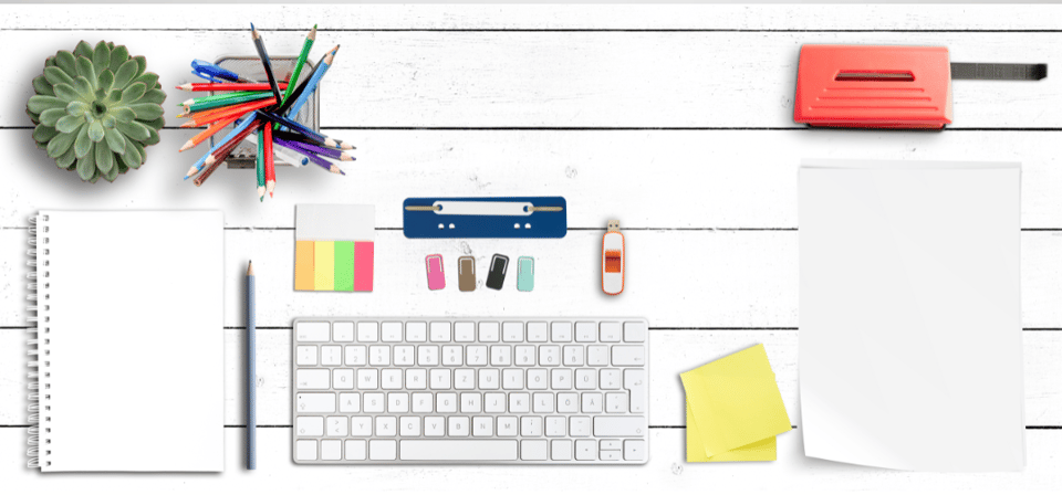 teclado y libretas