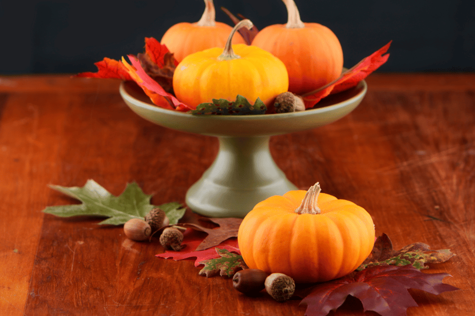 centro de mesa con calabazas