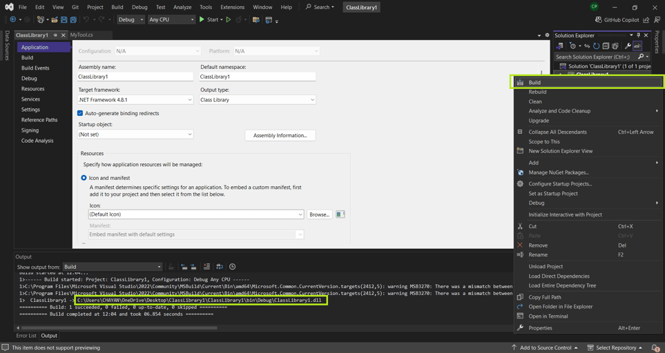 Step to represent the build method for the solution