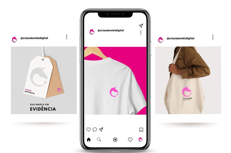 Smartphone demonstrando postagens na rede social instragram