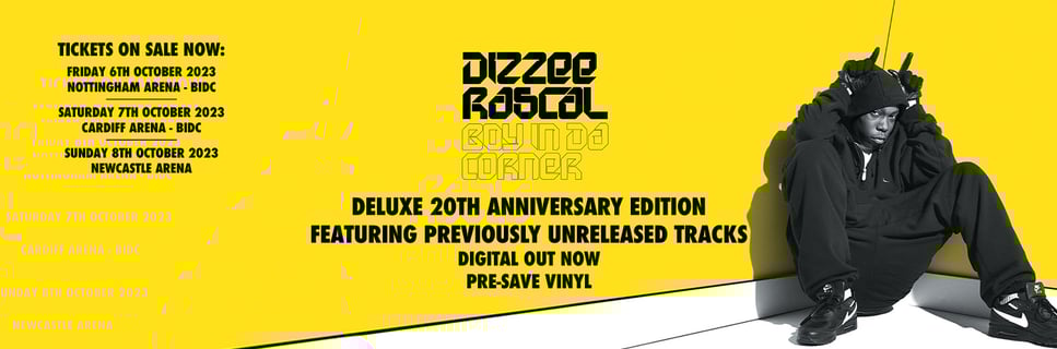The banner for Dizzee Rascal's Boy In Da Corner 20th anniversary edition release.