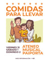 Cartel informativo comidas calientes para afectados de la DANA valencia en el ateo paiporta