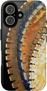 Blades Phone Case featuring a high-resolution image of overlapping rusted circular saw blades
