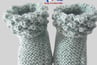 Chaussons verts modele layette bb tricot bebe fait main bleublancneige