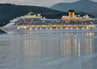 View from the window at at Gourock Seaview Holiday Let cruise ship in the water with mountains