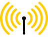 a yellow and black sign with a black and white letter p