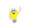 Emoji en forme d'ampoule avec un sourire, symbolisant une idée importante