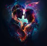 a couple in love in a colorful photo