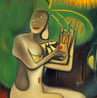 joueuse de lyre détail de tableau de BERG