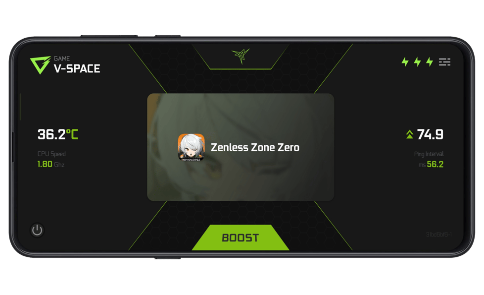 a smartphone screen showing a game space of game vortex