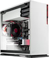 a computer case with a red light on it
