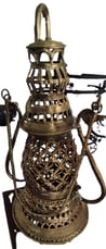 Vintage brass hanging lamp – boho ethnic decor – handmade lighting piece