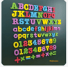 a blackboard with a number of letters and numbers