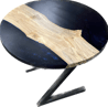 Blue eye epoxy and spalted maple z leg table made by Austen at Eternally Furnished.