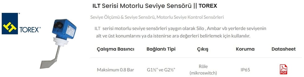 Wam Group Torex ILT Level Indikator Motorlu seviye sensörü