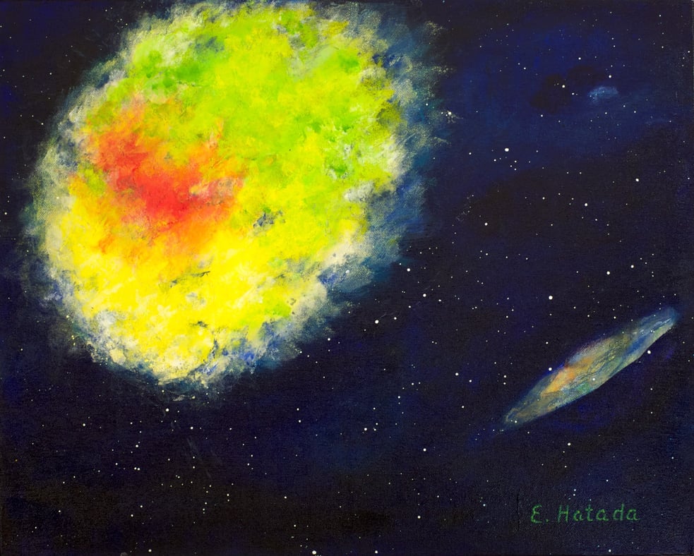 Acrylic painting of an imagined nebula