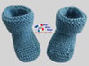 Chaussons bleus modele layette bb tricot bebe fait main