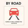 A graphic showing that Karnal is well connected to other cities by road via NH-44