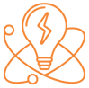 Icon of a light bulb with a lightening bolt