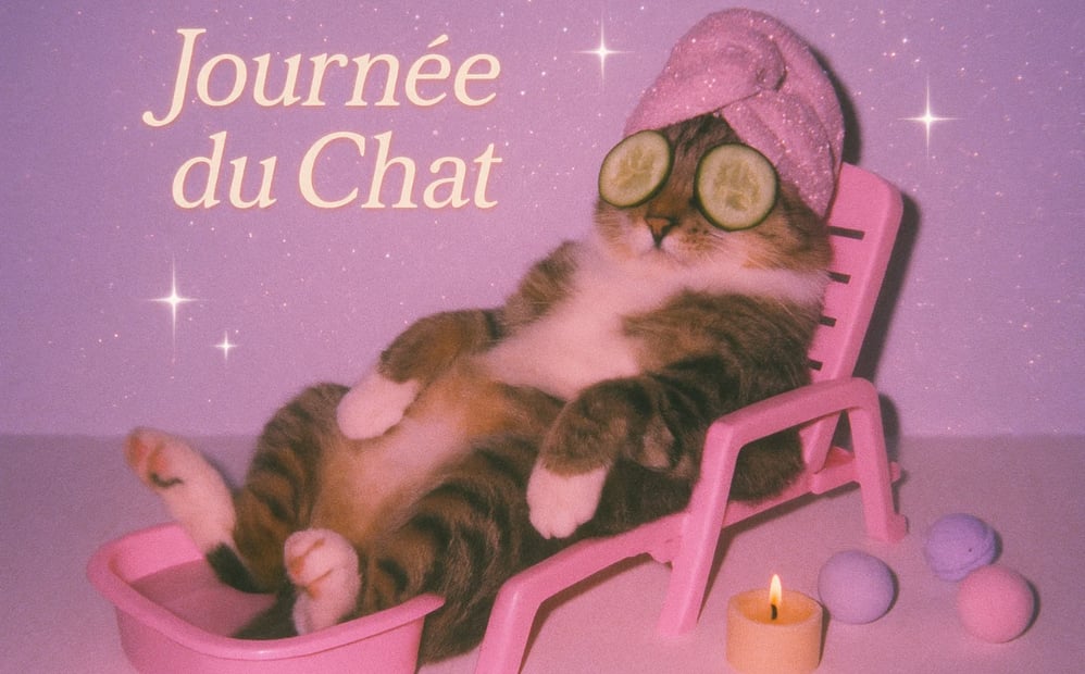 Un chat se repose au SPA pour la journée internationale des chats.