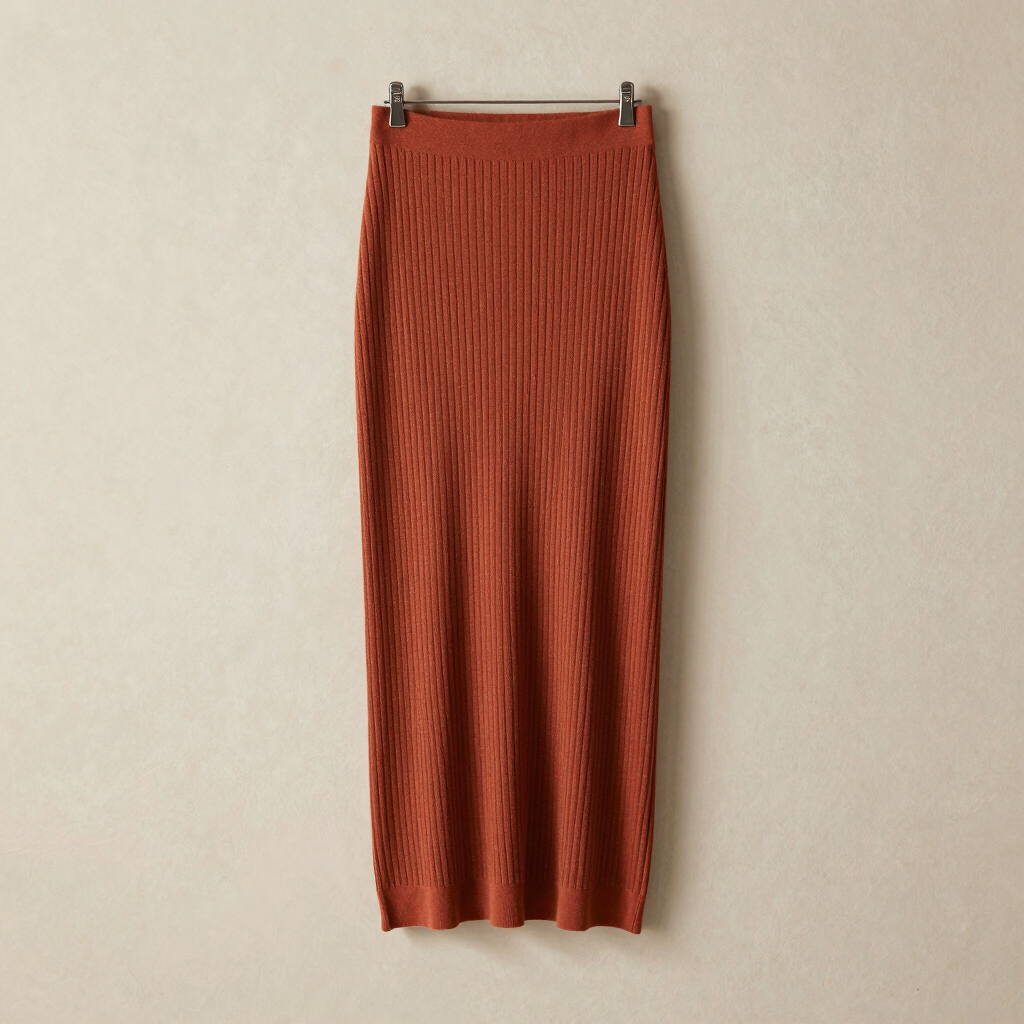 Ribbed Knit Midi Skirt
