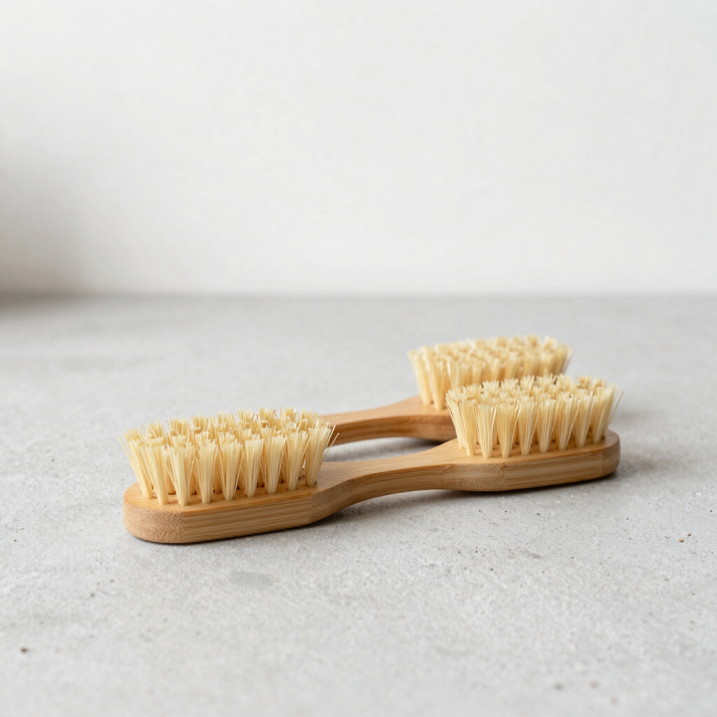 Ergonomic Bamboo Dish Brush Set