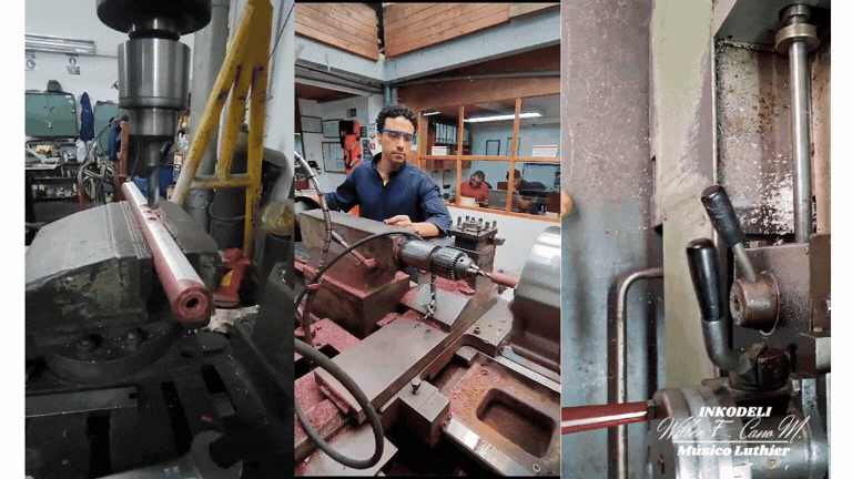 El lutier Wilber Cano en el proceso de elaboracion de quenas de la marca INDUINKA