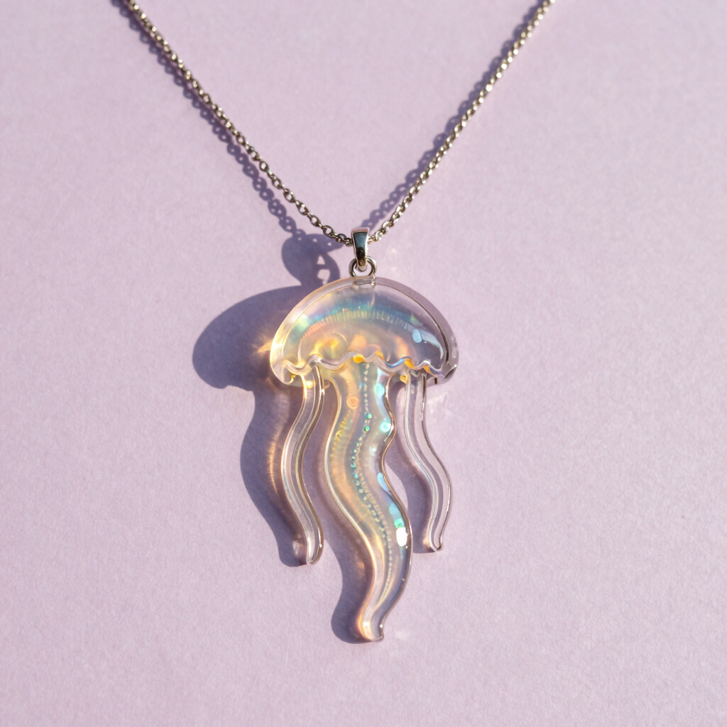 Collier Méduse Cosmique en Acrylique
