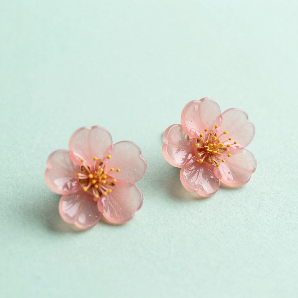 Boucles d'Oreilles Fleurs de Pêcher Pastel