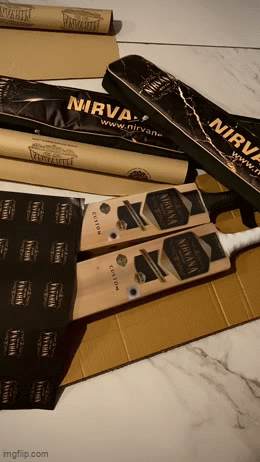 Hand-finished Nirvana cricket bat crafted in the Surat atelier.