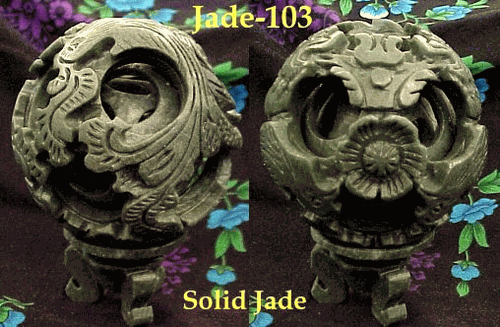 Jade dragon & phoenix puzzle ball 