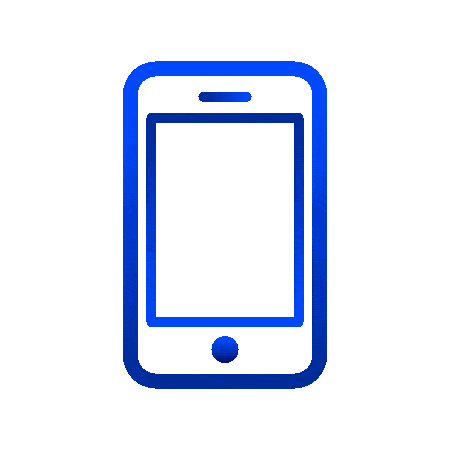Pictogramme d'un smartphone de couleur bleu dégradé en mouvement