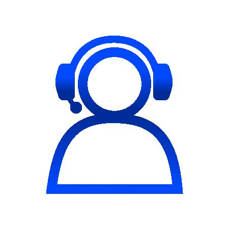 Un petit bonhomme avec un casque audio en mouvement pour illustrer le service client