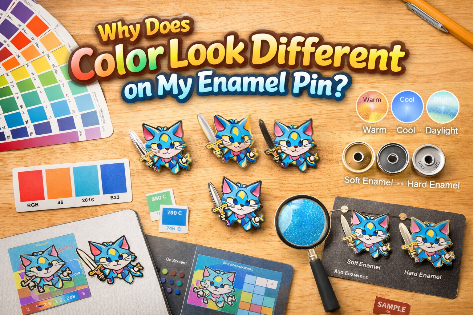 Why enamel pin colors look different from screen designs — CreatePins color guide