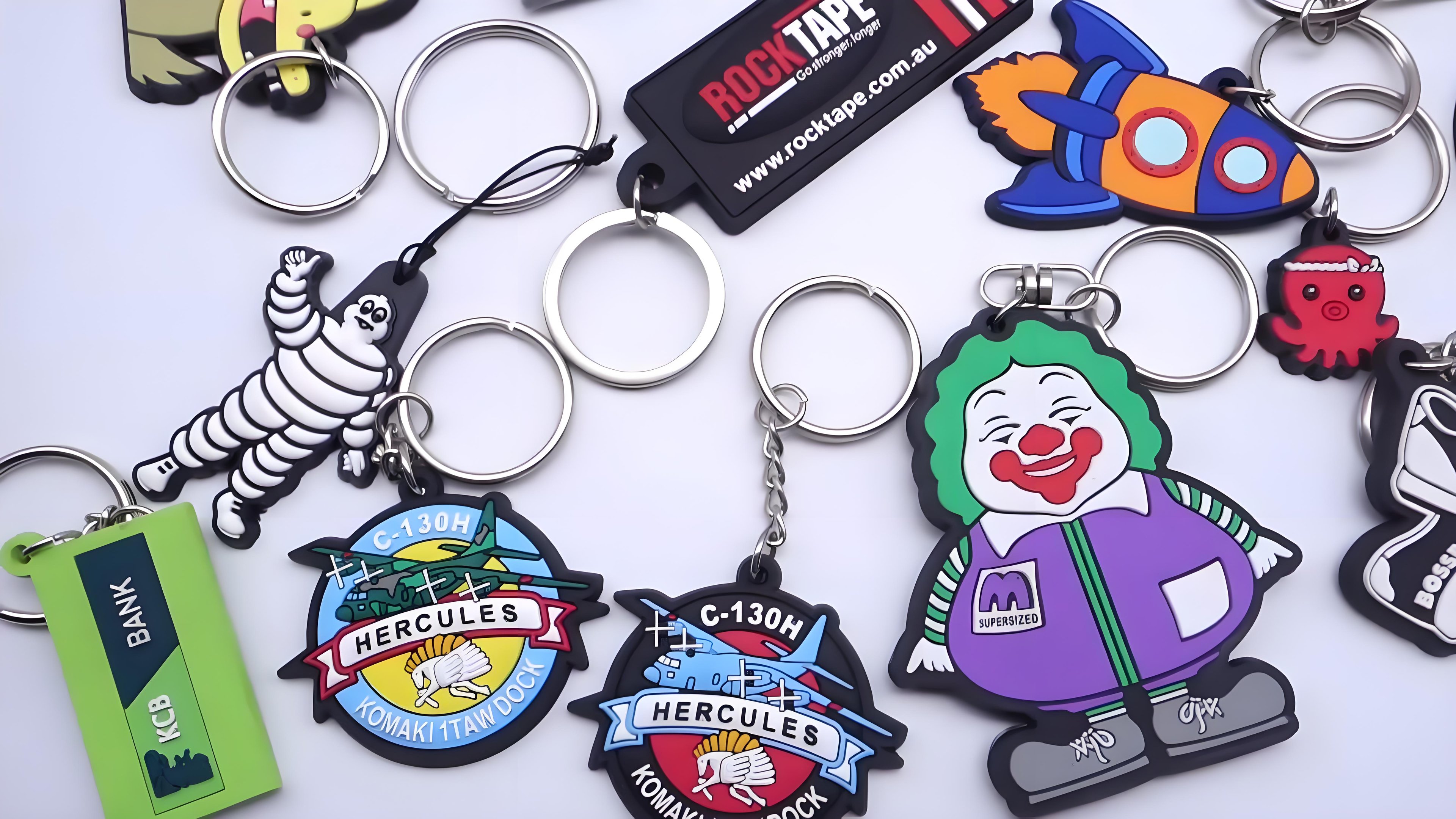 Custom PVC keychains with soft rubber texture and 3D details