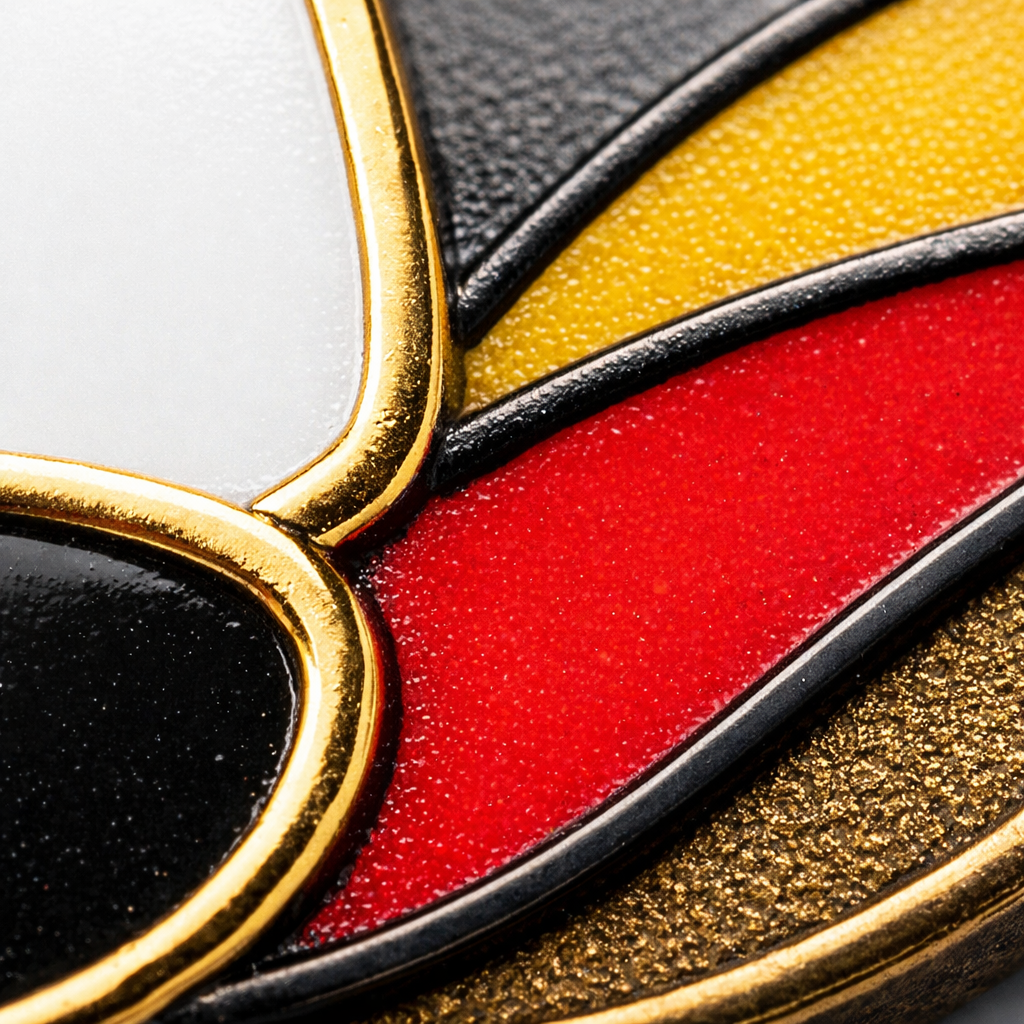 Macro close-up of a custom enamel pin showing enamel fill, raised metal lines, and plating texture — CreatePins quality guide