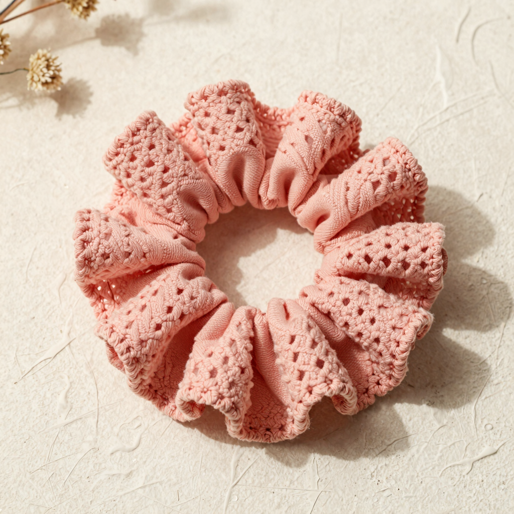 Silk-Blend Ruffle Crochet Scrunchie