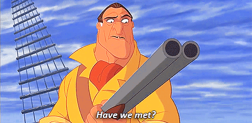 a cartoon character holding a gun and pointing at a gun