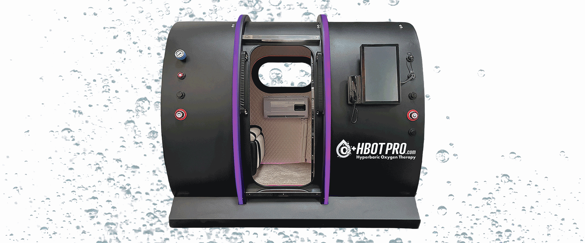 Hyperbaric chamber with LED lights changing colors
