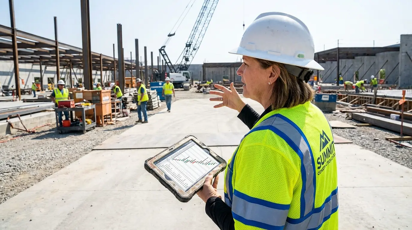 Jefe de terreno coordinando decisiones operativas en obra