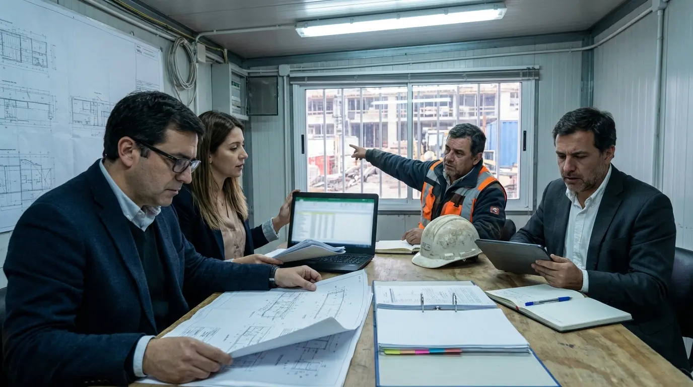 Reunión de coordinación en construcción